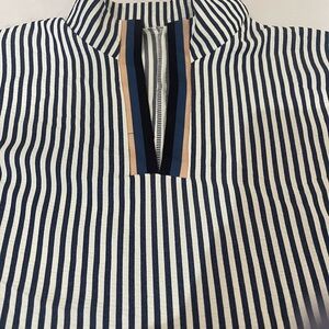 Striped Navy and White top with Popped Collar Detail. Size M